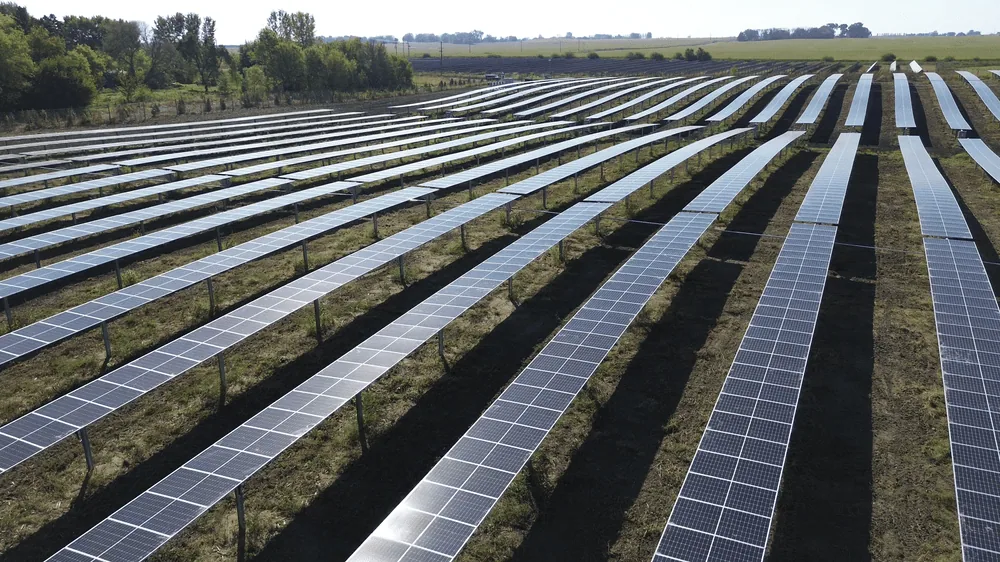 Solar panels at a ground-mounted solar installation